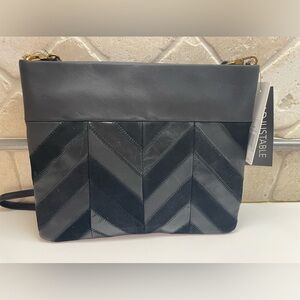 The Sak Elegant Black Chevron Women's Leather and Suede Convertible Bag - NWT